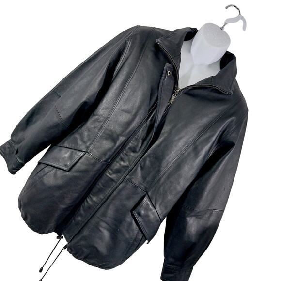 CROFT & BARROW! LUXE BLACK GENUINE LEATHER THERMAL LINED COAT, JACKET! SZ M - Picture 1 of 14
